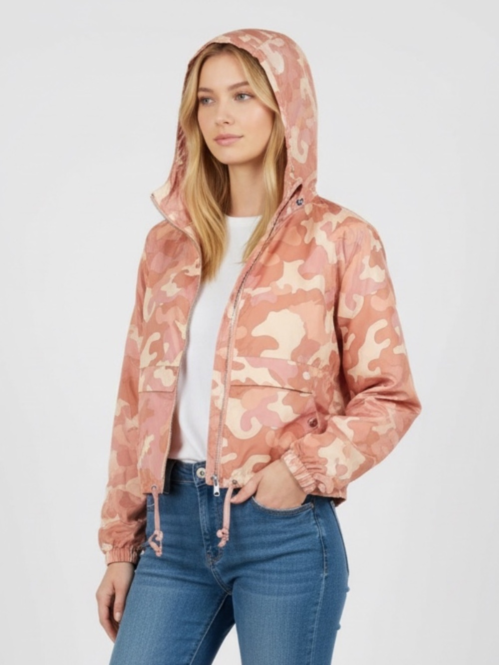 Love Tree Pink Camo Rain Jacket Windbreaker Size Medium